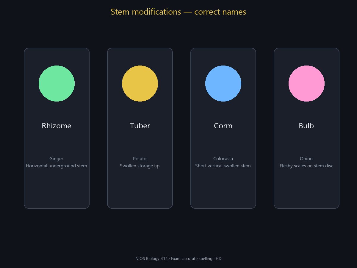 Spell-checked HD: rhizome, tuber, corm, bulb.